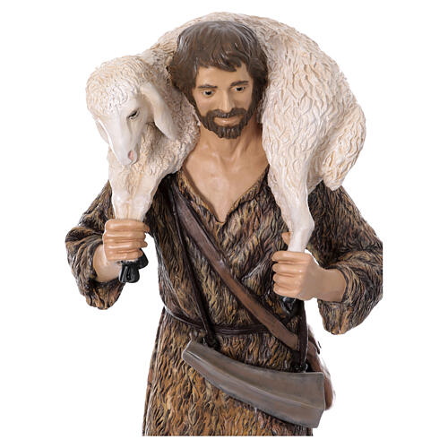 Bom Pastor para presépio de 160 cm Lando Landi fibra de vidro olhos cristal EXTERIOR