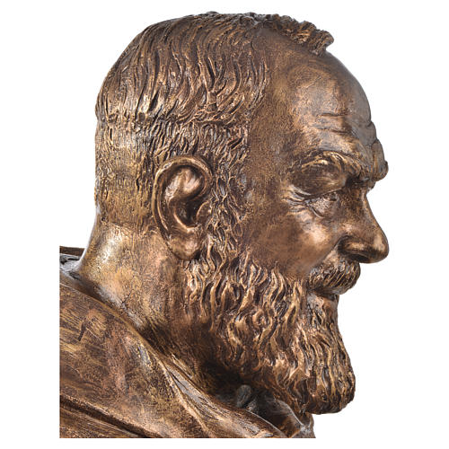 Busto São Pio fibra vidro Landi 60 cm bronze DE EXTERIOR