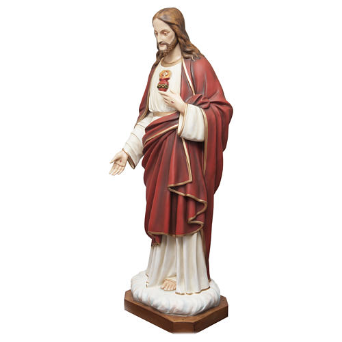 Coração Sagrado Jesus 165 cm fibra de vidro pintada PARA EXTERIOR