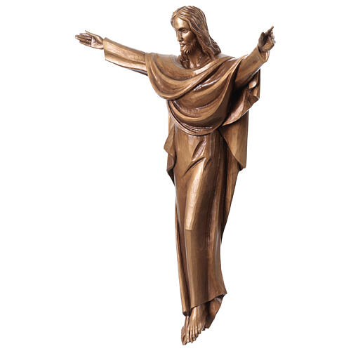 Cristo Rei Crucifixo em bronze Val Gardena fibra de vidro 60 cm