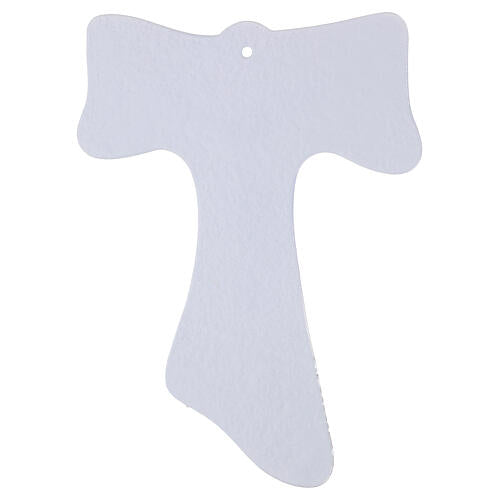 Cruz Tau de parede em vidro corpo moderno prateado 25x20 cm