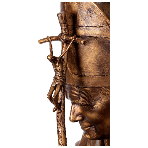 Estátua Papa João Paulo II em fibra de vidro tipo bronze Lando Landi 165 cm