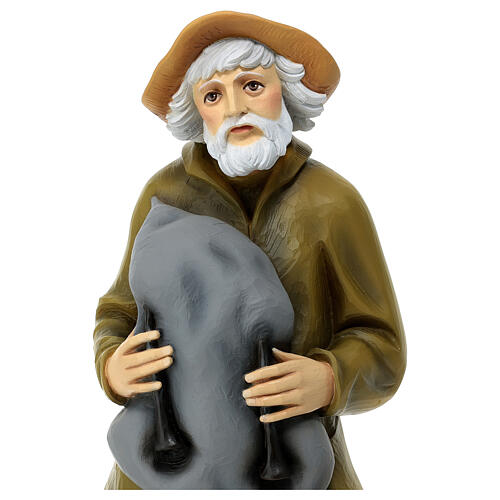 Gaiteiro 80 cm presépio fibra de vidro pintada