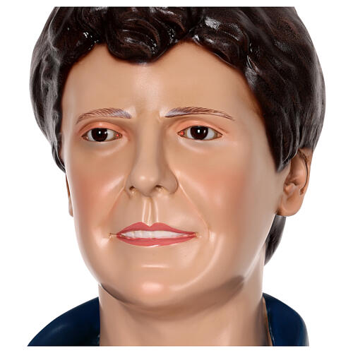 Imagem Carlo Acutis fibra de vidro colorida 175 cm olhos vidro