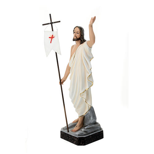 Imagem Cristo Ressuscitado olhos de vidro Fibra de Vidro Pintada 85 cm