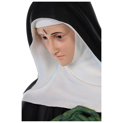 Imagem fibra de vidro pintada Santa Rita de Cássia olhos de vidro 100 cm