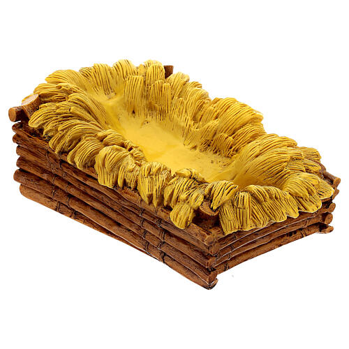 Imagem Menino Jesus com berço fibra de vidro olhos de cristal para presépio Landi com figuras de altura média 65 cm; exterior