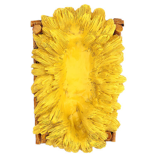 Imagem Menino Jesus com berço fibra de vidro olhos de cristal para presépio Landi com figuras de altura média 65 cm; exterior