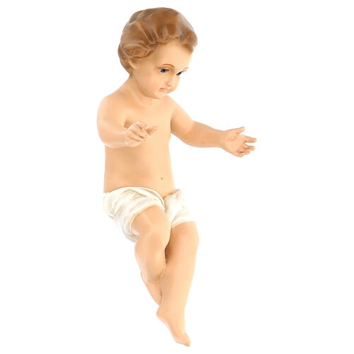 Imagem Menino Jesus com berço fibra de vidro pintada para presépio Landi com figuras de altura média 100 cm; exterior