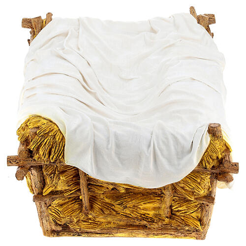 Imagem Menino Jesus com berço fibra de vidro pintada para presépio Landi com figuras de altura média 160 cm; exterior