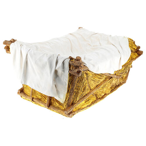 Imagem Menino Jesus com berço fibra de vidro pintada para presépio Landi com figuras de altura média 160 cm; exterior