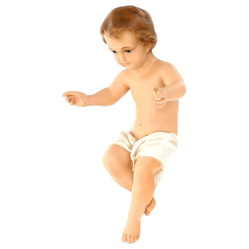 Imagem Menino Jesus fibra de vidro pintada 33 cm para presépio Landi altura média 100 cm; exterior