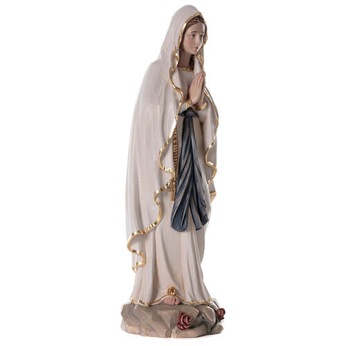Imagem Nossa Senhora de Lourdes fibra de vidro pintada efeito madeira 60 cm