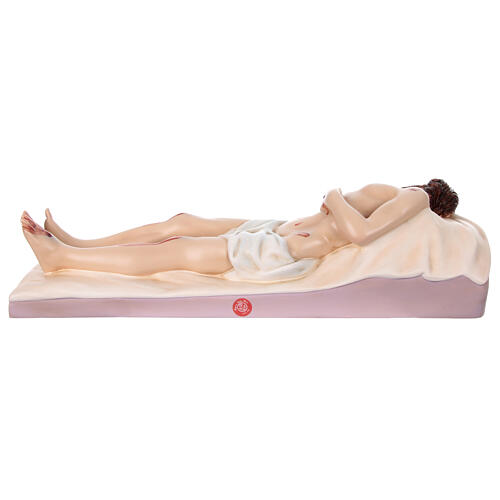 Imagem Nosso Senhor Jesus Cristo morto 50 cm fibra de vidro pintada com olhos de vidro