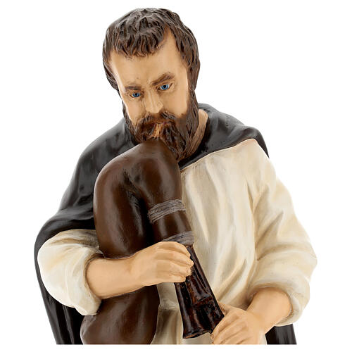Imagem pastor gaiteiro fibra de vidro pintada para presépio Landi altura média 65 cm; exterior