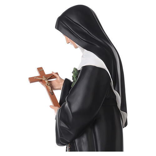 Imagem Santa Rita de Cássia crucifixo fibra de vidro pintada 100 cm