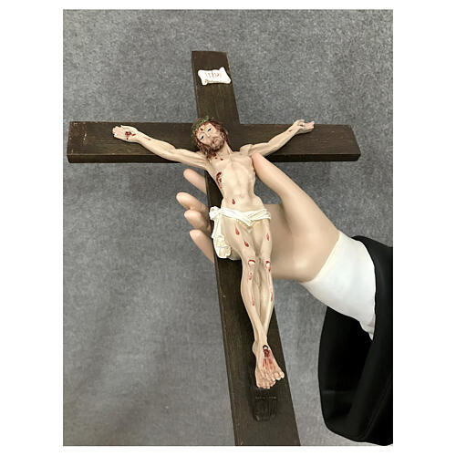 Imagem Santa Rita de Cássia hábito agostiniano fibra de vidro pintada 160 cm