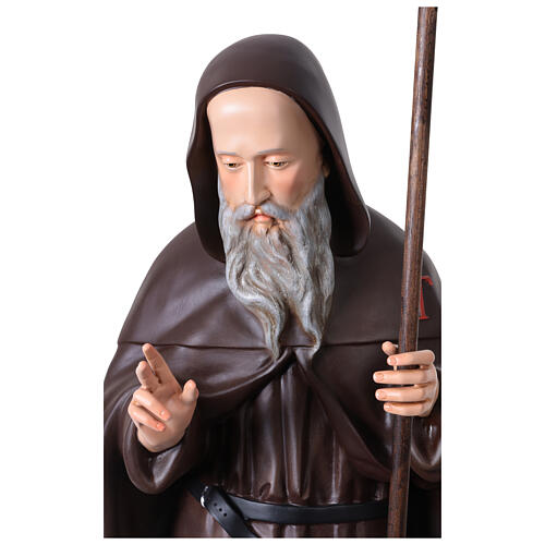 Imagem Santo Antão do Deserto com bastão e sino fibra de vidro pintada 120 cm