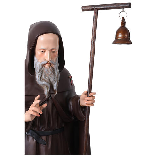 Imagem Santo Antão do Deserto com bastão e sino fibra de vidro pintada 120 cm