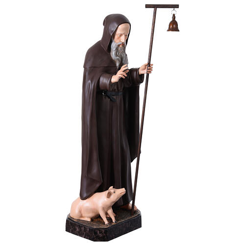 Imagem Santo Antão do Deserto com bastão e sino fibra de vidro pintada 120 cm