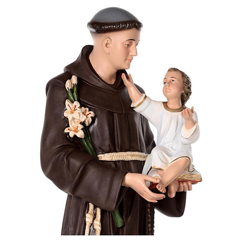 Imagem Santo António de Lisboa cíngulo dourado fibra de vidro pintada 85 cm