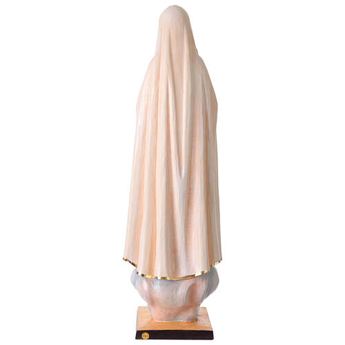 Nossa Senhora de Fátima para exterior colorida Val Gardena fibra de vidro