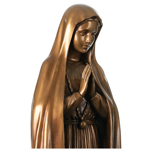 Nossa Senhora de Fátima para exterior efeito bronze Val Gardena fibra de vidro 100 cm