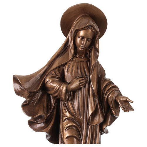 Nossa Senhora de Medjugorje efeito bronze Val Gardena fibra de vidro 60 cm