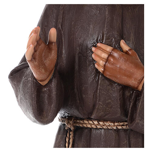 Padre Pio fibra de vidro corada 82 cm olhos vidro