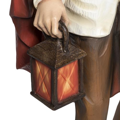 Pastor com lanterna e pão presépio 60 cm fibra de vidro