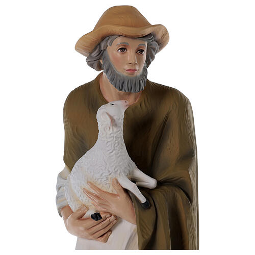 Pastor com ovelha 80 cm presépio fibra de vidro pintada