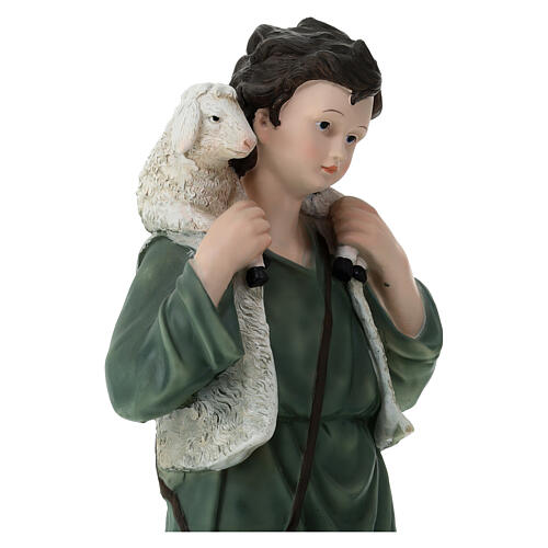 Pastor com ovelhas 80x35x25 cm para presépio de 100 cm fibra de vidro