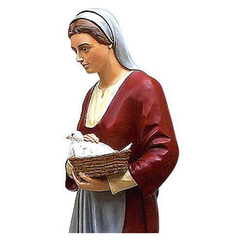 Pastorinha com pomba olhos cristal fibra de vidro para presépio de 160 cm Lando Landi EXTERIOR