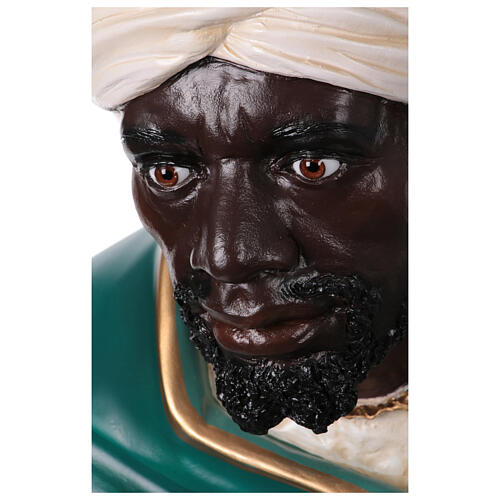 Rei Mago mouro para presépio de 160 cm Lando Landi fibra de vidro olhos cristal EXTERIOR