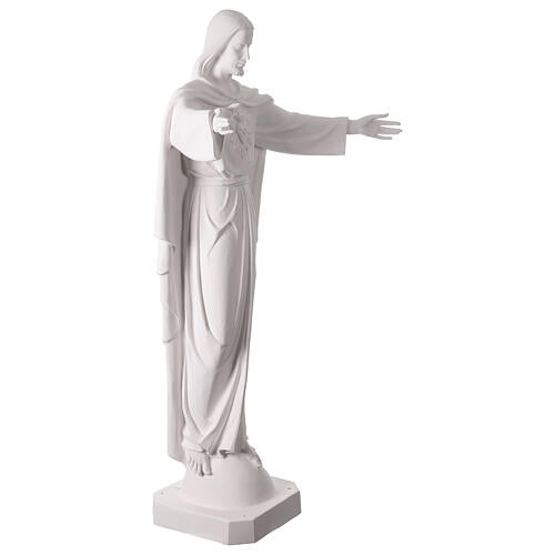 Sagrado Coração de Jesus braços abertos natural 160 cm fibra de vidro exterior
