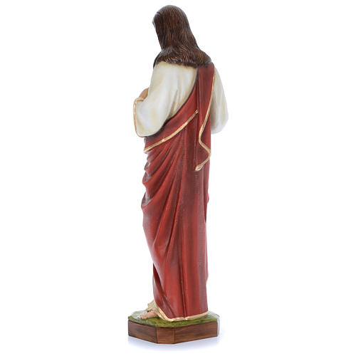 Sagrado Coração Jesus 100 cm fibra de vidro corada PARA EXTERIOR