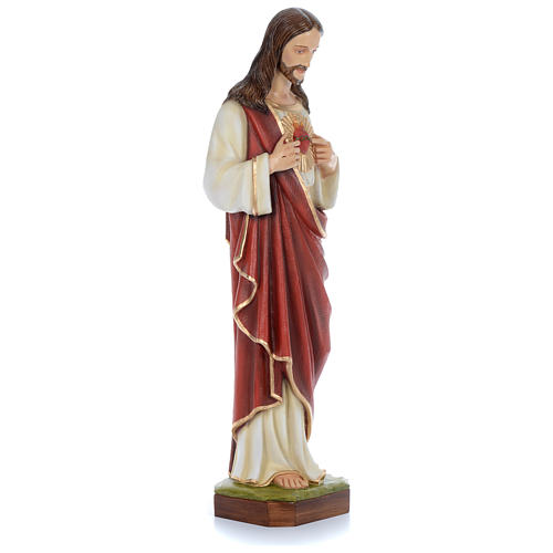 Sagrado Coração Jesus 100 cm fibra de vidro corada PARA EXTERIOR