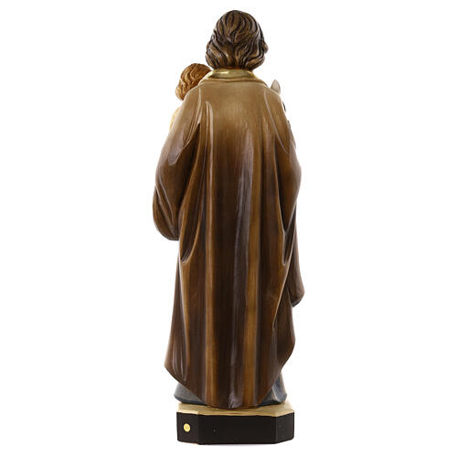 São José com lírio e Menino Jesus fibra de vidro 80x30x20 cm