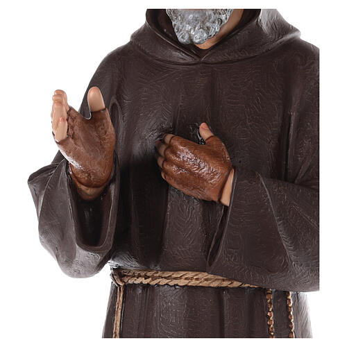 São Pio fibra de vidro corada 110 cm olhos vidro