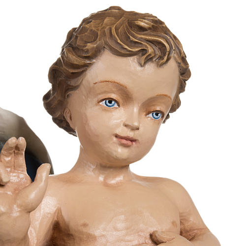 Virgem com Menino manto azul vermelho fibra de vidro 85 cm