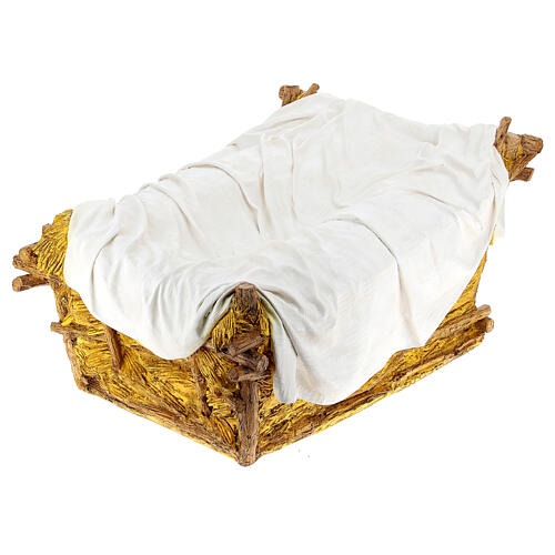 Berço decorado fibra de vidro para presépio Landi altura média 160 cm para exterior; 100x75x40