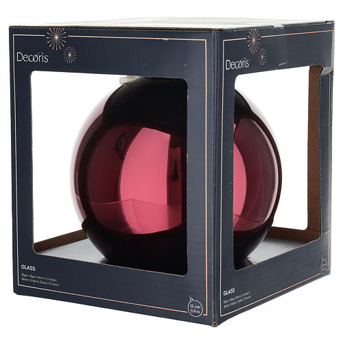 Bola de Natal vidro esmaltado brilhante vermelho escuro 15 cm