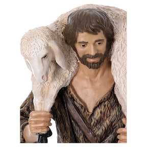 Bom Pastor para presépio de 160 cm Lando Landi fibra de vidro olhos cristal EXTERIOR