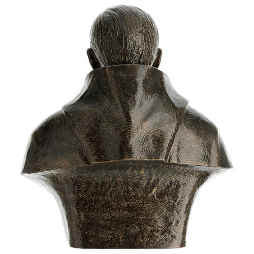 Busto Padre Pio 60 cm fibra de vidro para exterior acabamento bronze