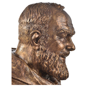 Busto São Pio fibra vidro Landi 60 cm bronze DE EXTERIOR