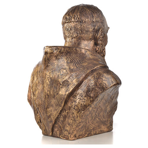 Busto São Pio fibra vidro Landi 60 cm bronze DE EXTERIOR