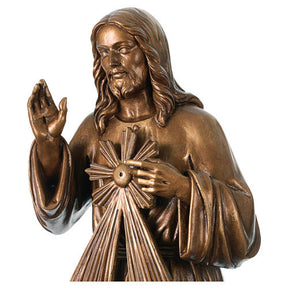 Cristo Misericordioso efeito bronze para exterior Val Gardena em fibra de vidro