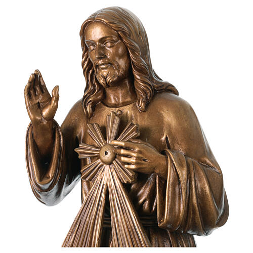 Cristo Misericordioso efeito bronze para exterior Val Gardena em fibra de vidro