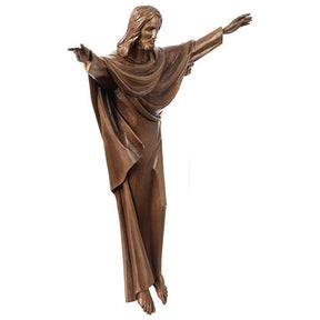 Cristo Rei Crucifixo em bronze Val Gardena fibra de vidro 60 cm
