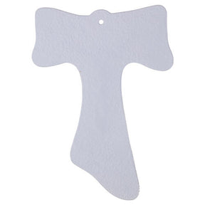 Cruz de parede Tau vidro corpo estilizado ouro 25x20 cm